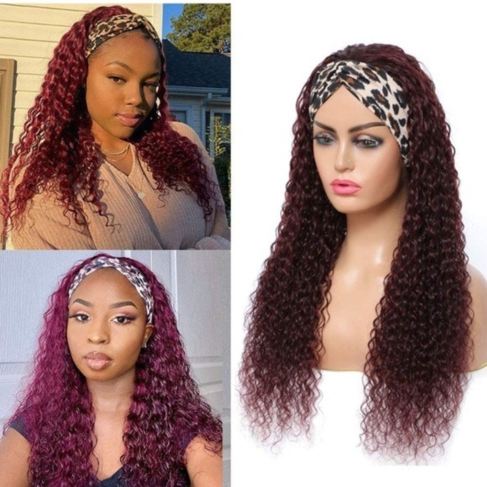 Burgundy 99j Water Wave Headband Wig